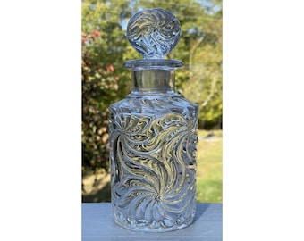 RARE Antique Baccarat "Rosaces Multiples" Clear Crystal Bottle 1900's Nouveau