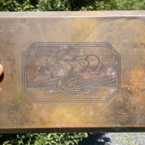 FINE Antique Arts Crafts Brass Box Ship Nautical Maritime Anchor Ocean Victorian