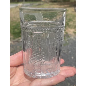 Antique EAPG Pressed Glass Tumbler Rope Ivy Vine Column Pillar Victorian 19th C.