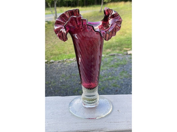 8-7/8 アンティーク ヴィンテージ 20 世紀 クランベリー & クリア