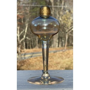 Antique Vintage Atomizer Perfume Bottle Footed Glass Art Deco 1920&#39;s 1930&#39;s