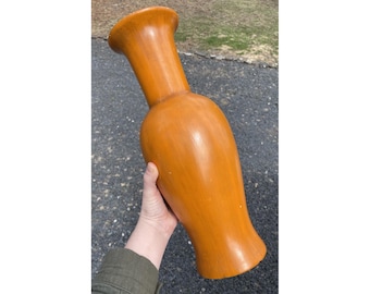 LARGE 16" Royal Haeger RETRO Orange Pottery Vase Vintage Mid-Century Asian Style