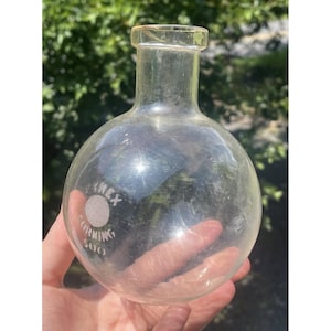 20th C Corning Pyrex Round Bottom Potion Beaker Laboratory Bottle Science 500 Ml
