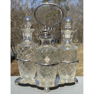 Antique Karanti EPNS Silver Plated Cruet Condiment Caster Caddy Set Levetus Bros