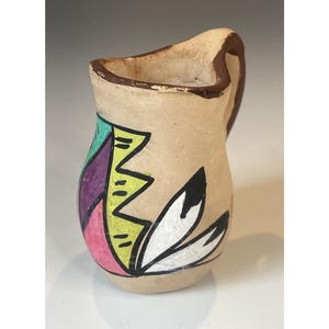 2 5/8" Vintage Jemez Native American Pueblo Polychrome Pottery Pitcher 1970's