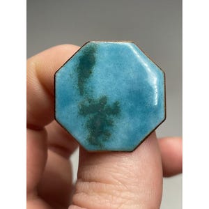Vintage Mid-Century Modern Turquoise Enamel Abstract Pin Jewelry Brooch Denning
