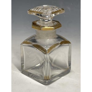Antique Victorian Faceted Glass Perfume Scent Cologne Bottle 19th C. Bohemian