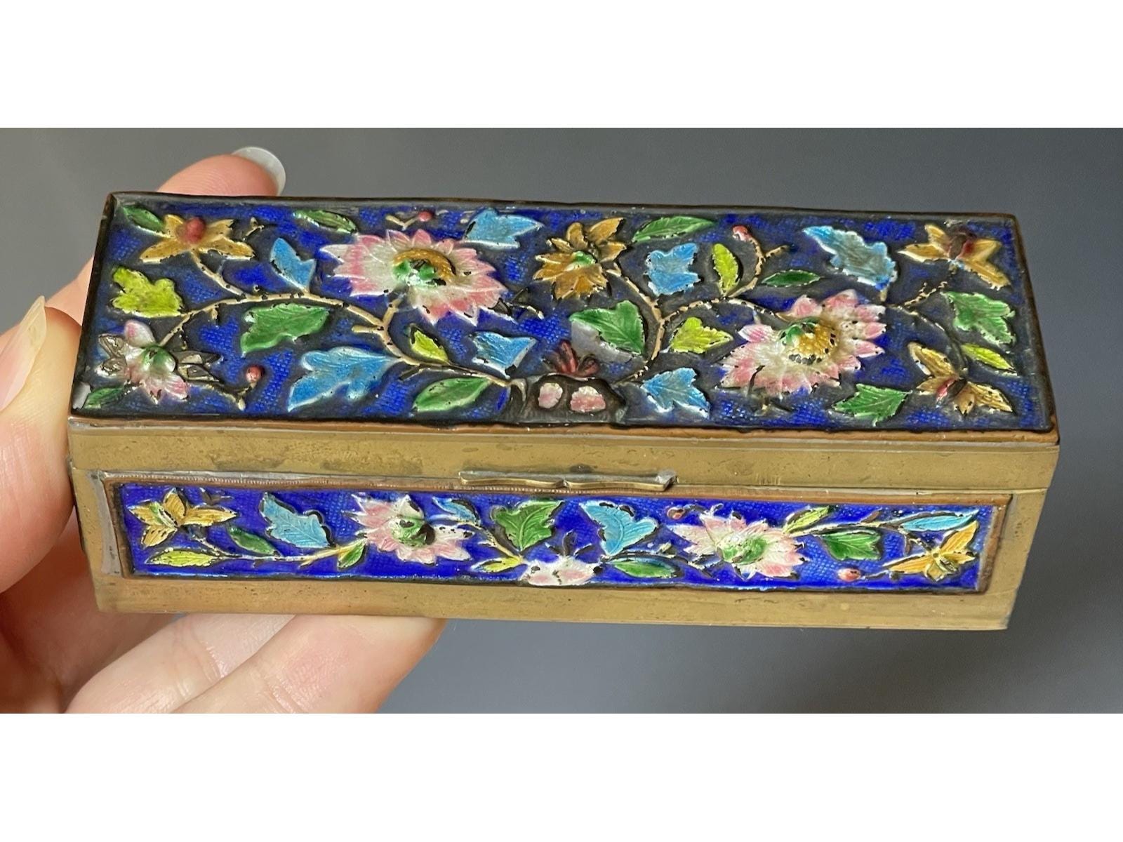Antique Chinese Brass Enamel Box - Etsy