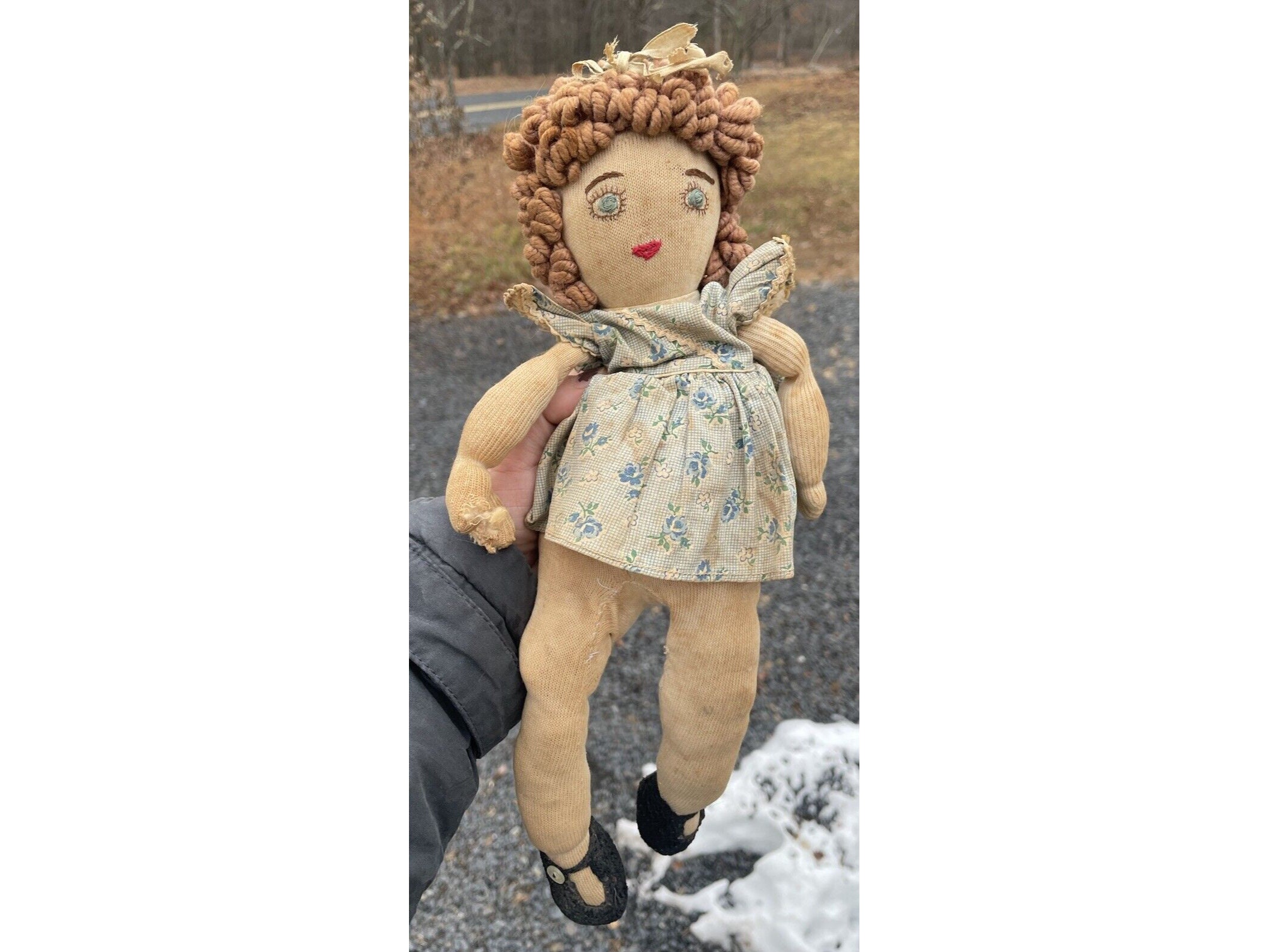 Antique Handmade Ragdoll Embroidered Face 20th C. Vintage Doll Rag Doll ...