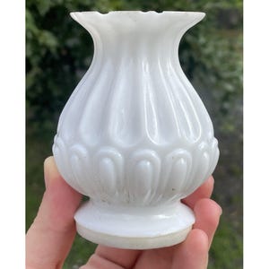 Interesting Antique 2&quot; Fitter EAPG White Milk Glass Miniature Oil Lamp Shade