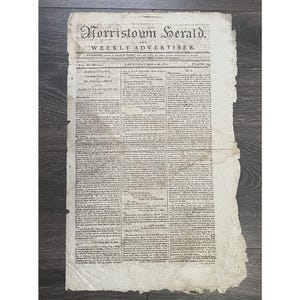 Antique Early 19th C. (1811) Newspaper Pickering&#39;s Address Norristown Herald