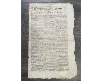 Periódico antiguo de principios del siglo XIX (1811) Dirección de Pickering Norristown Herald