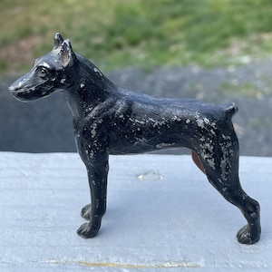 Antique Cold Painted Metal Vienna Spelter Dog Shepherd Doberman Figure