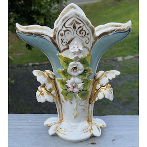 Antique Continental Porcelain Victorian Flower Vase German Austrian French Gilt