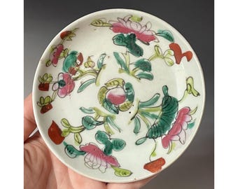 Prato De Porcelana Antigo Qing Tongzhi - Guangxu Famille Verte Chinês