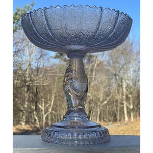 Antique EAPG &#39;Tree of Life&#39; Compote Centerpiece 19th C. Victorian Hobbs Glass
