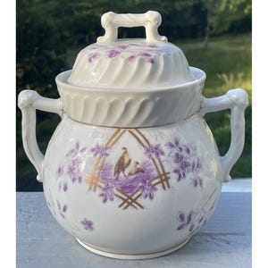 Antique Porcelain Limoges B D Depose Hand Painted French France Lidded Jar