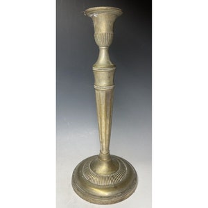12&quot; Antique Silverplated Brass Art Deco Silver Plate Candlestick Holder Candle