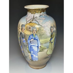 FEINE Antike Meiji Hand Bemalte Porzellan Vase 19th C