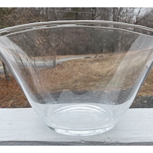 LARGE MCM Vintage Glass 12.25&quot; Centerpiece Bowl Modern Clear Decor Design
