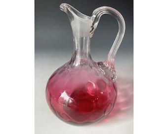 Rara ampolla antica in vetro Rubina con impronta digitale, XIX secolo, epoca vittoriana.