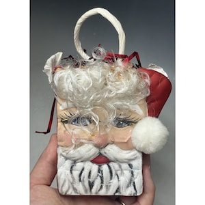 Vintage Ceramic Figural Santa Claus Bag XMAS Christmas Decor