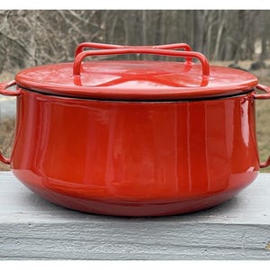 Mid-Century Modern Red Enamel Dansk Jens Quistgaard Kobenstyle Kitchen Pot