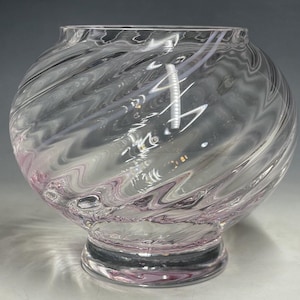 Vintage Optic Caithness Glass Pink Swirl Handmade Art Vase Made in Scotland