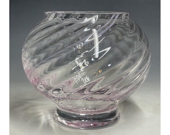 Vintage Optic Caithness Glass Pink Swirl Ręcznie robiony wazon artystyczny wykonany w Szkocji