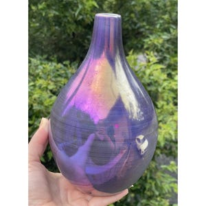 Vintage Iridescent Luster Glazed Porcelain Vase Czech / Bohemian Art Pottery