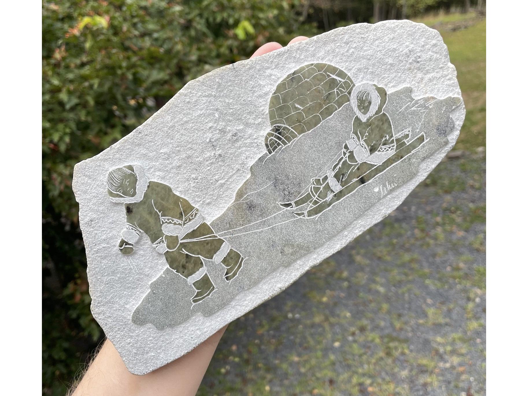 Vintage Hand Carved Soapstone Inuit Native Art Wall Plaque Artisan