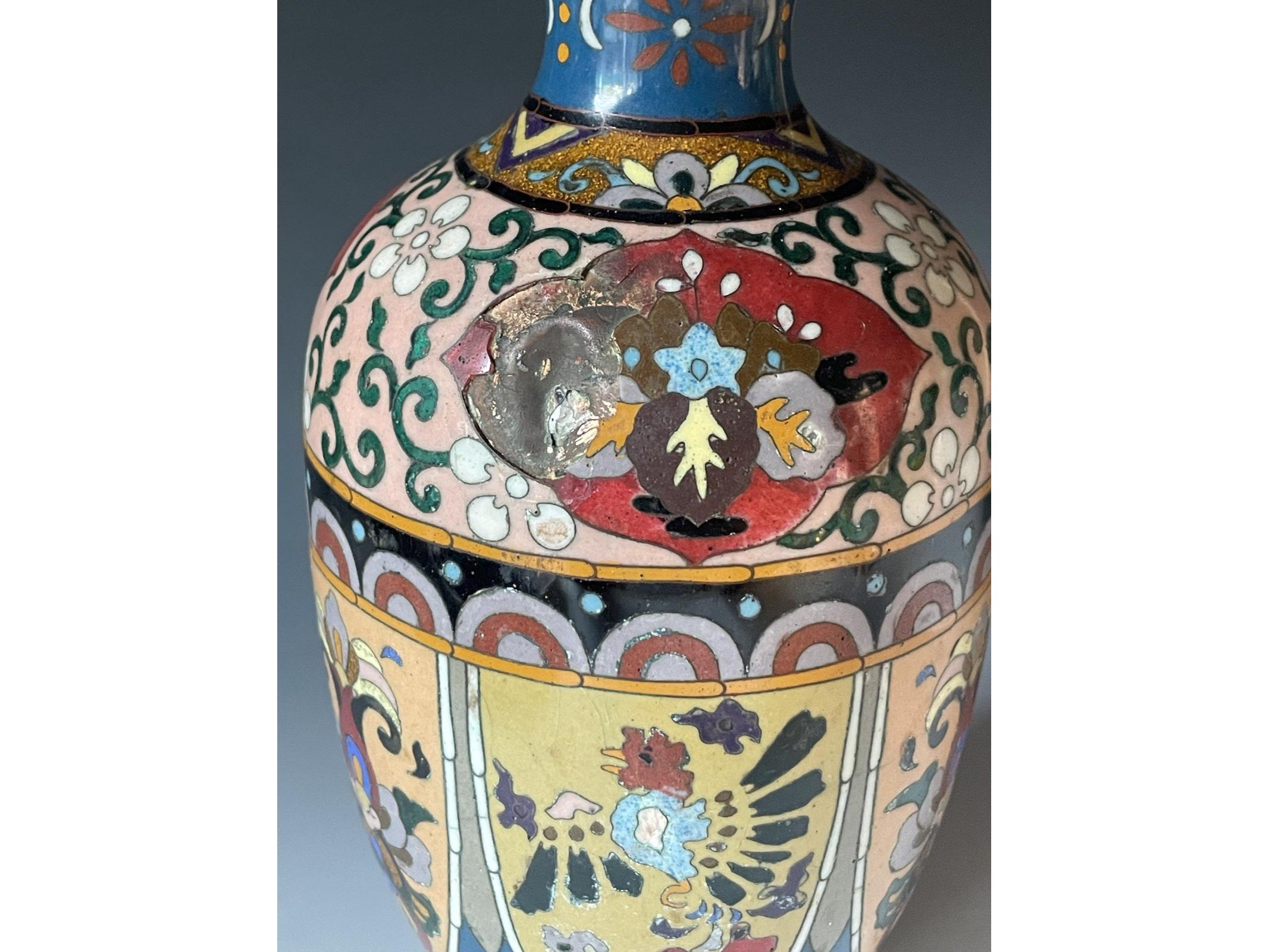 素晴らしいアンティークの日本製 明治時代 19世紀 七宝焼き花瓶