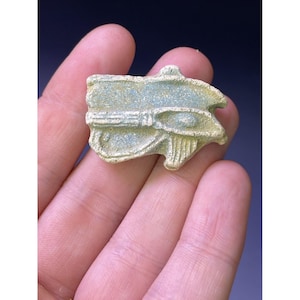 Antique / Vintage 20th C. Egyptian Revival Charm Eye Horus Amulet Blue Faience