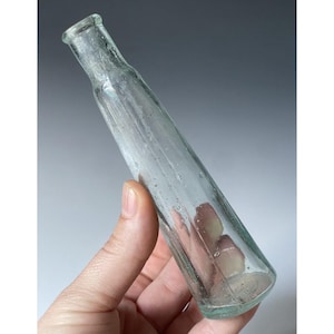 Antique Victorian Conical Aqua Glass Bottle 19th C. Bitter Medicine Remedy 1800s