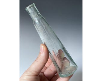 Antique Victorian Conical Aqua Glass Bottle 19th C. Bitter Medicine Remedy 1800s