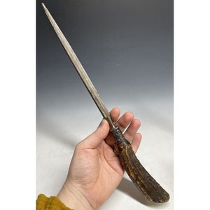 Antique Victorian Edwardian Antler Handled Knife Sharpener 19th C. Tableware