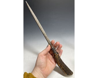 Antique Victorian Edwardian Antler Handled Knife Sharpener 19th C. Tableware