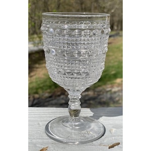 Antique EAPG Goblet Banded Raindrop (Candlewick / Cole) Ohio Flint Glass 19th C