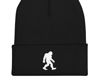 Gorro de silueta Bigfoot - Sombrero de gorro bordado - Gorro Sasquatch - Regalos Bigfoot - Calentamiento de la cabeza - Ajuste de forma ajustada - Sombrero de gorro esposado