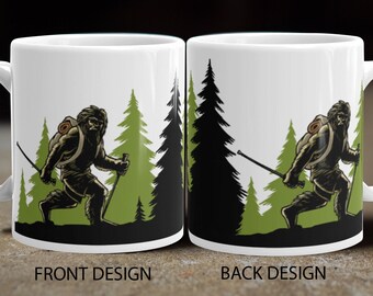 Taza de aventura, taza de camping, taza de pie grande, Sasquatch, tazas de café únicas, taza de café para hombres, taza, tazas lindas, taza de cerámica, taza de café, senderismo