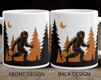 Bigfoot Halloween Mug · Sasquatch with Jack-O’-Lantern (11oz/15oz)