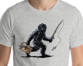 Sasquatch, Pescado, Críptico, Bigfoot, Criaturas míticas, Camiseta Gráfica, Camiseta divertida, Yeti, Camisa de novedad, Camisa Sasquatch, Camisa Bigfoot