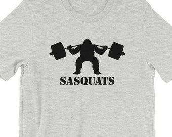 Squats Shirt, Sasquats Workout, Sasquatch Unisex T-shirt, Bigfoot Gym Tee, Leg Day Squat, Beast Mode
