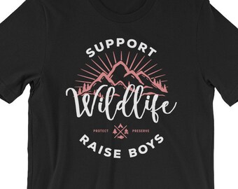 Apoyar a los niños de la vida silvestre, Unisex, camiseta con el dicho, camisa divertida, hijos criados, mamá de los niños, amor de la familia, camiseta de mamá, Nana, humor amoroso