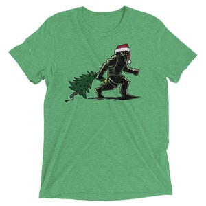 Bigfoot Christmas, Sasquatch, Short Sleeve, T-shirt, Christmas Tree, Santa Sasquatch, Holiday Tee, Xmas, Santa Hat, Yeti, Squatchy, Squatch image 3