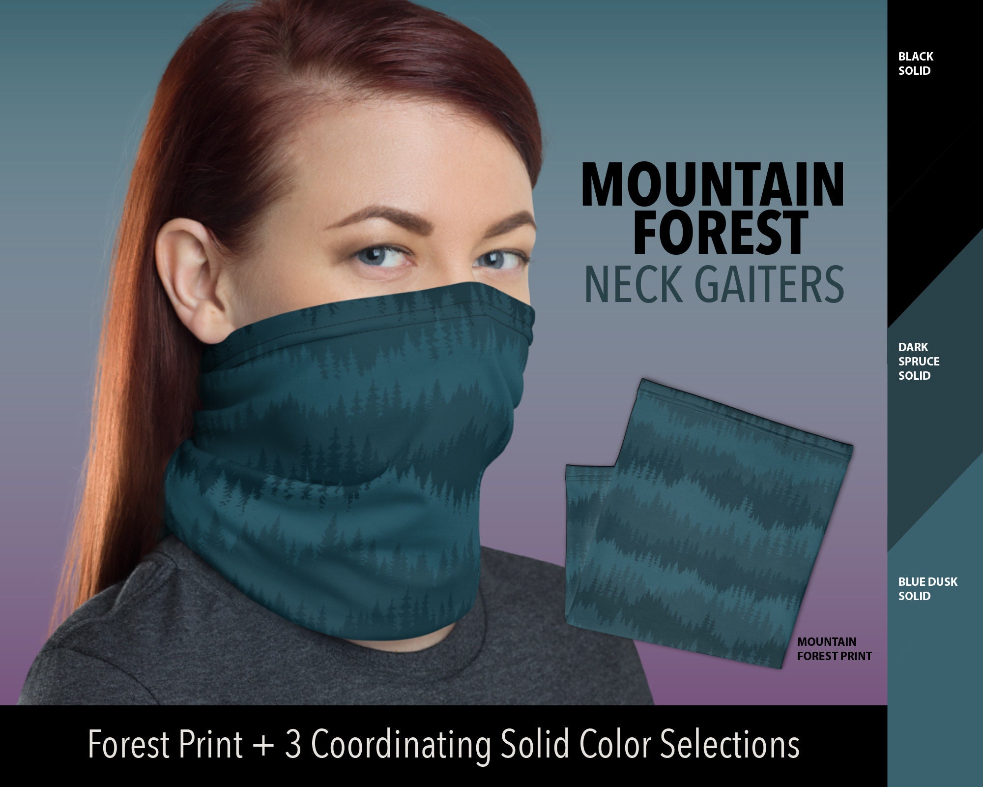 Outdoorsy Neck Gaiter for Men and Women Forest Mountains Etsy