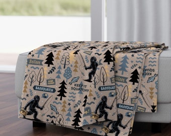 Manta de pesca de Pie Grande, Bassquatch, Sasquatch, 50 x 70 pulgadas, regalos de Pie Grande, decoración del hogar de Pie Grande, estampado de Pie Grande