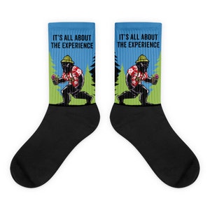 Adventure Men's Socks, Vacation, Funny Socks, Bigfoot, Sasquatch, Cool Gift, Unique Gift, Yeti, Funky Socks, Stocking Stuffer, Cute Gift