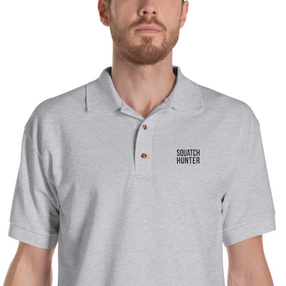 Mens Bigfoot Embroidery Long Sleeve Polo Shirts
