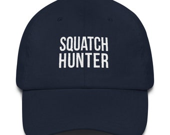 Bigfoot bordado clásico papá sombrero, Squatch Hunter, sombrero sasquatch, correa ajustable, bigfoot regalo, sombrero Yeti, gorra de senderismo, bigfoot, Squatchin